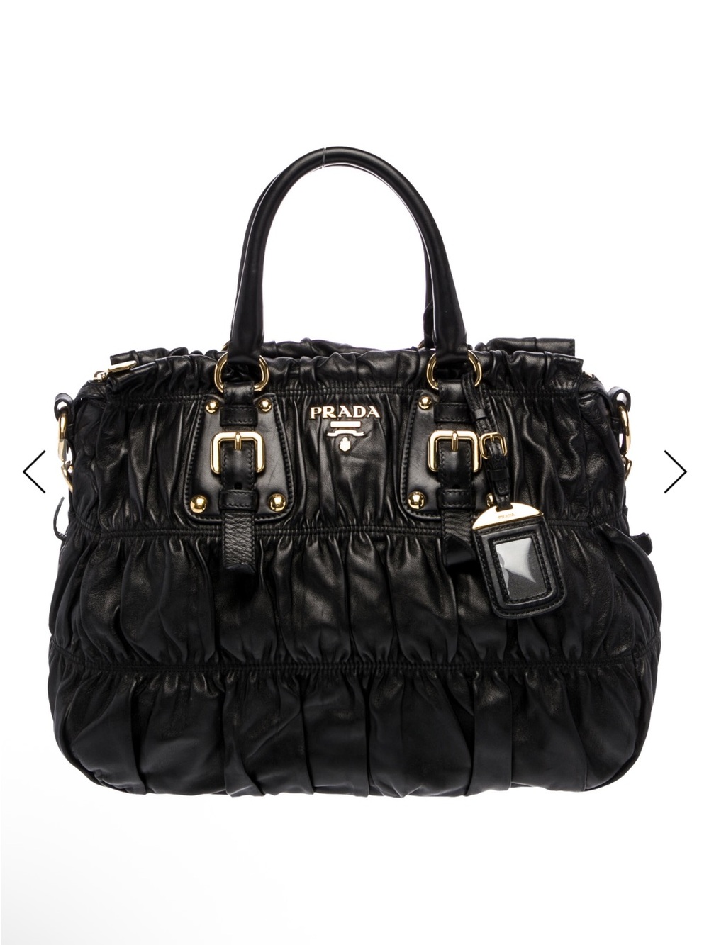 Prada Black Gaufre Leather Top-Handle Satchel with Gold Hardware
